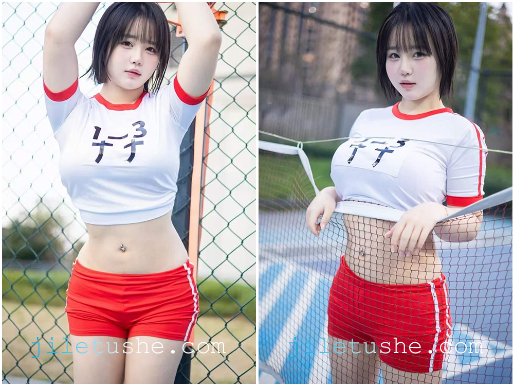抖音网红肉团娜子性感女仆装COS图片包